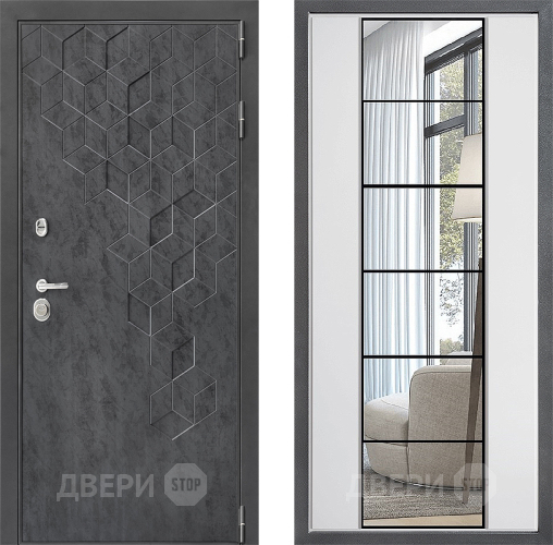 Входная металлическая Дверь Дверной континент ДК-3/713 ФЛЗ-2 Зеркало Белый софт в Пущино