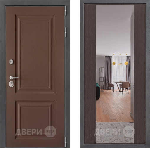 Входная металлическая Дверь Дверной континент ДК-3/729 ФЛЗ-1 Зеркало Венге в Пущино