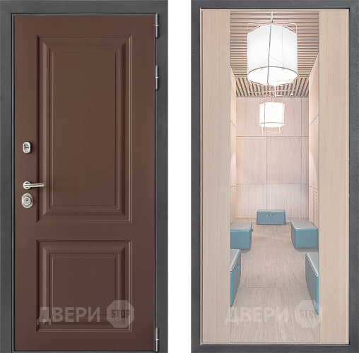 Входная металлическая Дверь Дверной континент ДК-3/729 ФЛЗ-1 Зеркало Капучино в Пущино