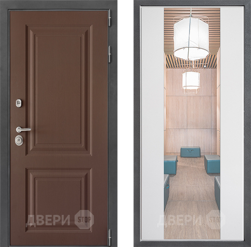 Входная металлическая Дверь Дверной континент ДК-3/729 ФЛЗ-1 Зеркало Белый софт в Пущино