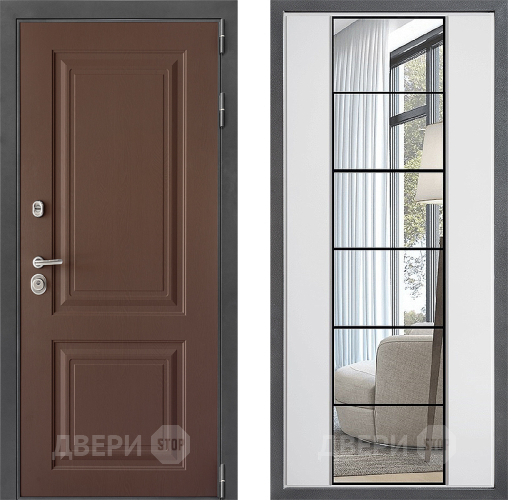 Входная металлическая Дверь Дверной континент ДК-3/729 ФЛЗ-2 Зеркало Белый софт в Пущино