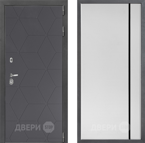 Входная металлическая Дверь Дверной континент ДК-3/744 ФЛ-757 Черное Стекло Софт милк в Пущино