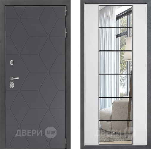Входная металлическая Дверь Дверной континент ДК-3/744 ФЛЗ-2 Зеркало Белый софт в Пущино