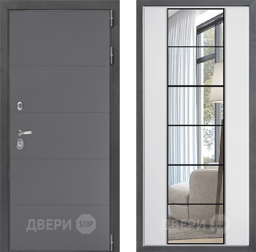 Входная металлическая Дверь Дверной континент ДК-3/649 ФЛЗ-2 Зеркало Белый софт в Пущино