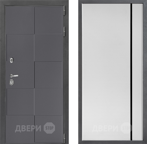 Входная металлическая Дверь Дверной континент ДК-3/606 ФЛ-757 Черное Стекло Софт милк в Пущино