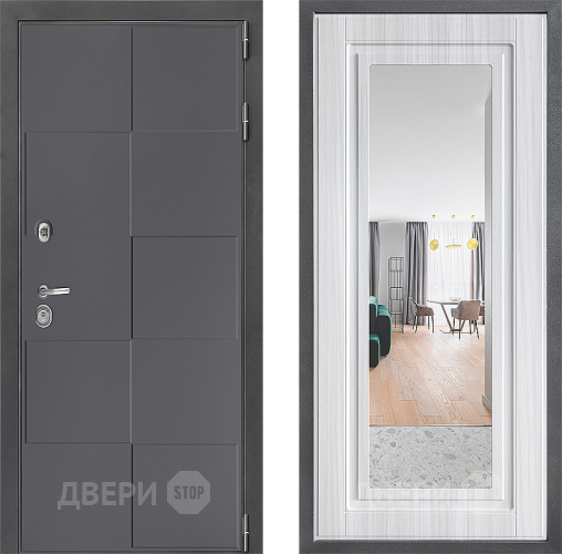 Входная металлическая Дверь Дверной континент ДК-3/606 ФЛЗ Зеркало Сандал белый в Пущино