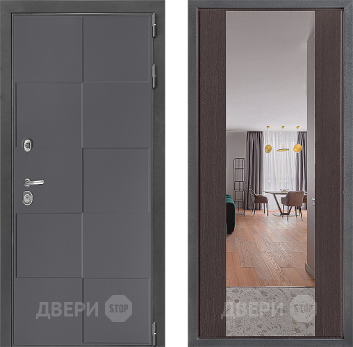 Входная металлическая Дверь Дверной континент ДК-3/606 ФЛЗ-1 Зеркало Венге в Пущино
