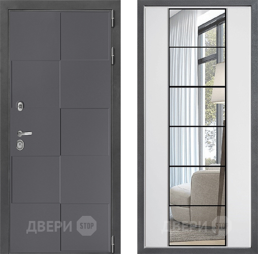 Входная металлическая Дверь Дверной континент ДК-3/606 ФЛЗ-2 Зеркало Белый софт в Пущино