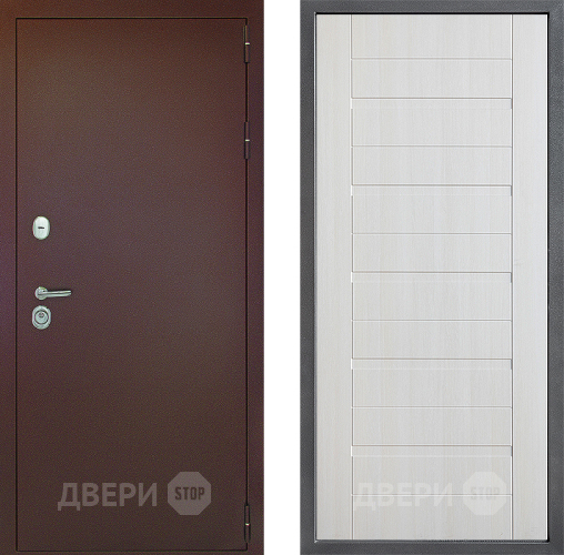 Входная металлическая Дверь Дверной континент Рубикон Медь Дизайн ФЛ-70 Лиственница белая в Пущино