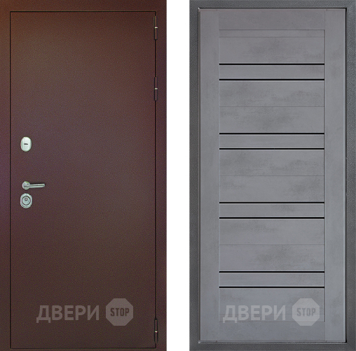 Входная металлическая Дверь Дверной континент Рубикон Медь Дизайн ФЛ-49 Бетон серый в Пущино