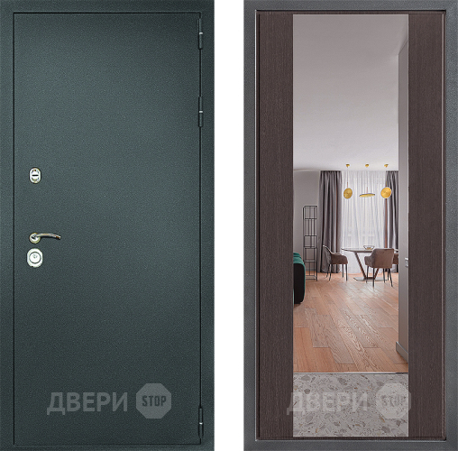 Входная металлическая Дверь Дверной континент Рубикон Серебро Дизайн ФЛЗ-1 Зеркало Венге в Пущино