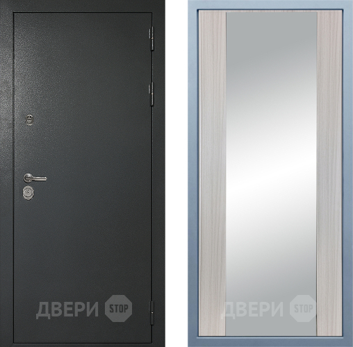Входная металлическая Дверь Дива МД-40 Титан Д-15 Зеркало Сандал белый в Пущино