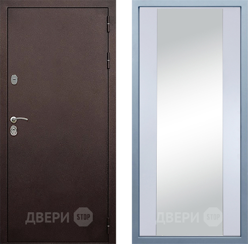 Входная металлическая Дверь Дива МД-40 Медь Д-15 Зеркало Белый в Пущино