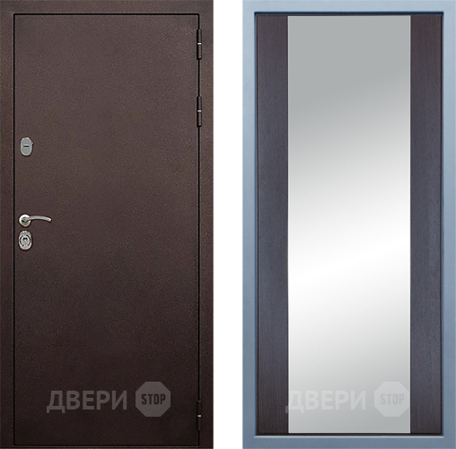 Входная металлическая Дверь Дива МД-40 Медь Д-15 Зеркало Венге в Пущино