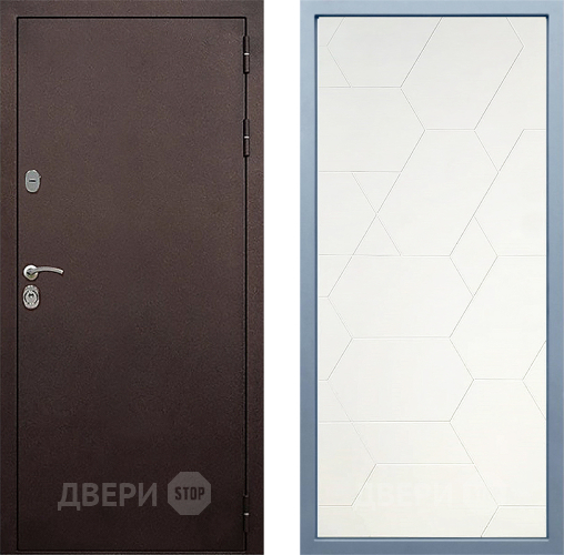 Входная металлическая Дверь Дива МД-40 Медь М-16 Белый в Пущино
