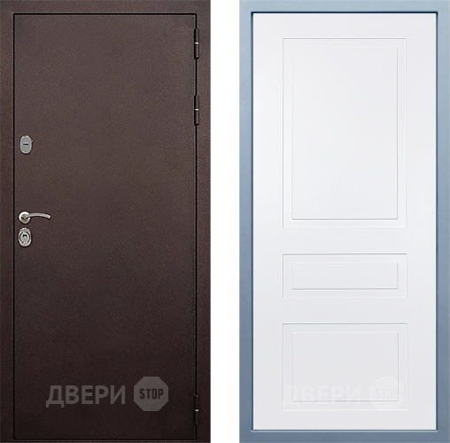 Входная металлическая Дверь Дива МД-40 Медь Н-13 Белый в Пущино