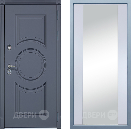 Входная металлическая Дверь Дива МХ-30 STR Д-15 Зеркало Белый в Пущино