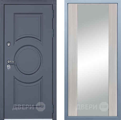 Входная металлическая Дверь Дива МХ-30 STR Д-15 Зеркало Сандал белый в Пущино