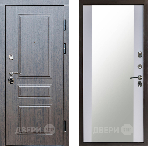 Входная металлическая Дверь Престиж Классика Венге Зеркало Белый софт в Пущино