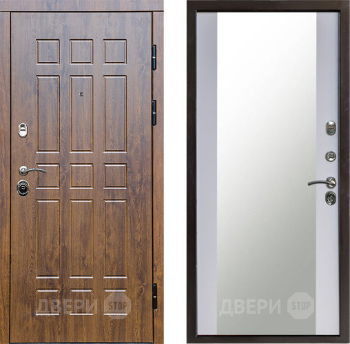Входная металлическая Дверь Престиж Стандарт Зеркало Белый софт в Пущино