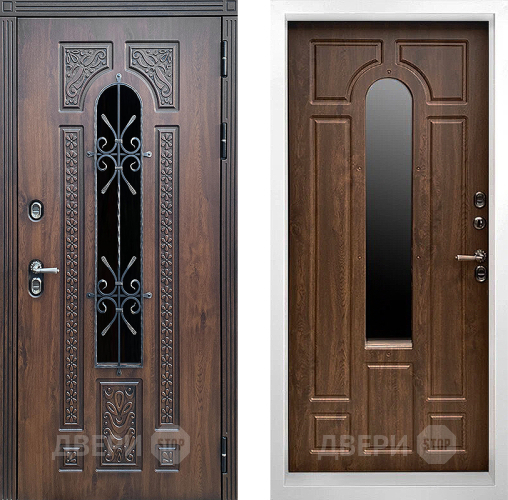 Входная металлическая Дверь Престиж TERMO с терморазрывом Лацио Дуб White с окном и ковкой Дуб в Пущино