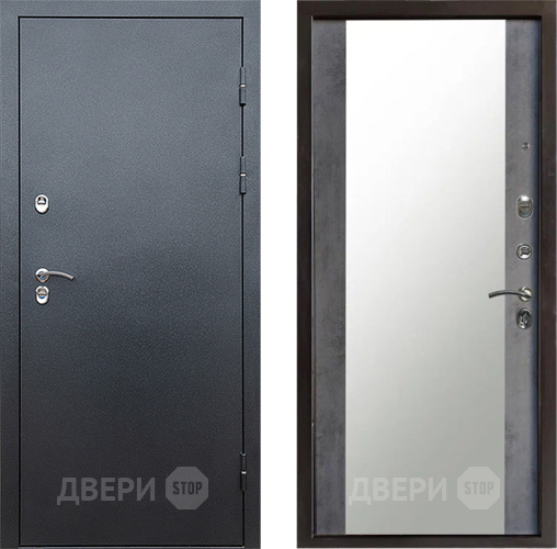 Входная металлическая Дверь Престиж TERMO с терморазрывом Снегирь Серебро Зеркало Бетон темный в Пущино
