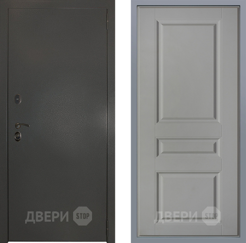 Дверь Заводские двери Эталон 3к антик серебро Стокгольм Грей софт в Пущино