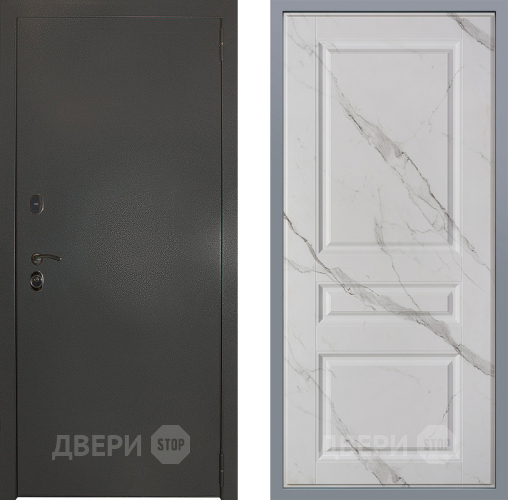 Дверь Заводские двери Эталон 3к антик серебро Стокгольм Мрамор белый в Пущино