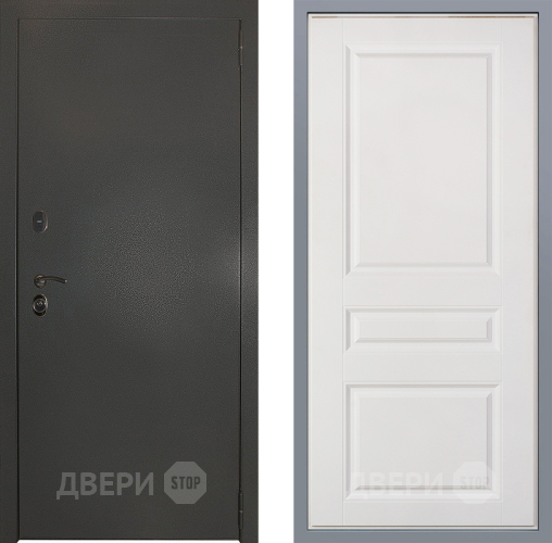 Дверь Заводские двери Эталон 3к антик серебро Стокгольм Белый софт в Пущино