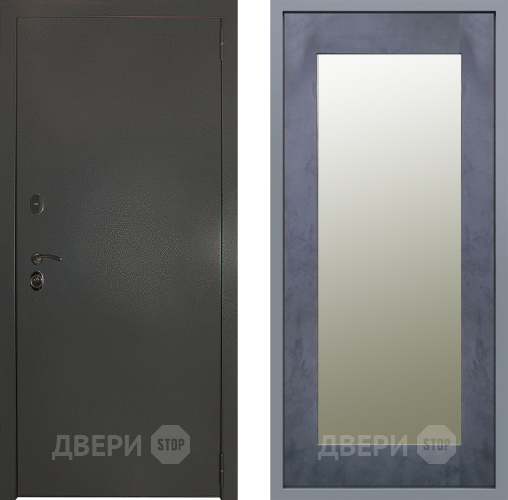 Дверь Заводские двери Эталон 3к антик серебро Зеркало Модерн Бетон темный в Пущино