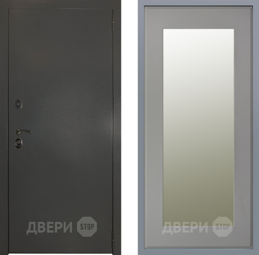 Дверь Заводские двери Эталон 3к антик серебро Зеркало Модерн Грей софт в Пущино