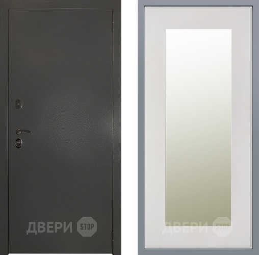 Дверь Заводские двери Эталон 3к антик серебро Зеркало Модерн Белый софт в Пущино