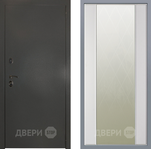 Дверь Заводские двери Эталон 3к антик серебро Зеркало Ампир Белый софт в Пущино