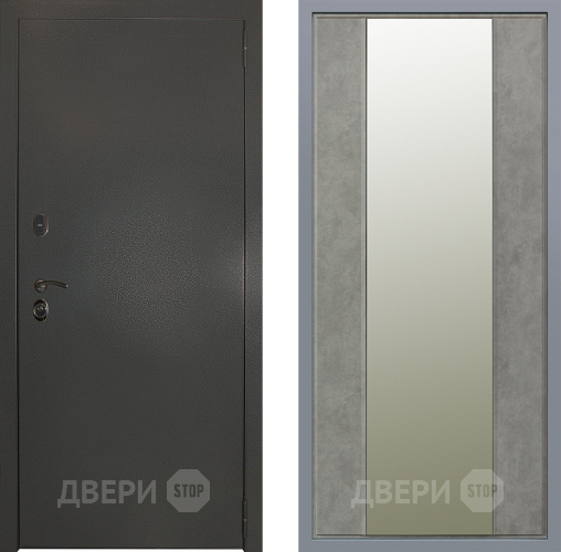 Дверь Заводские двери Эталон 3к антик серебро Зеркало Макси Бетон темный в Пущино