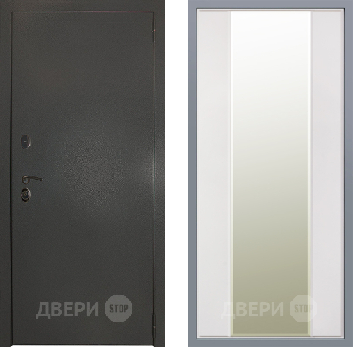 Дверь Заводские двери Эталон 3к антик серебро Зеркало Макси Белый матовый в Пущино