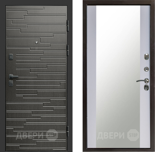 Входная металлическая Дверь Престиж Rivera Зеркало Белый софт в Пущино