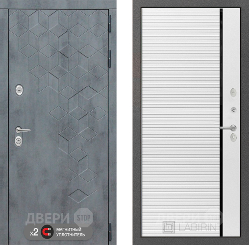 Входная металлическая Дверь Лабиринт (LABIRINT) Бетон 22 Белый софт в Пущино
