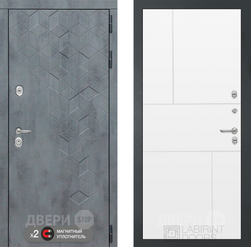 Входная металлическая Дверь Лабиринт (LABIRINT) Бетон 21 Белый софт в Пущино