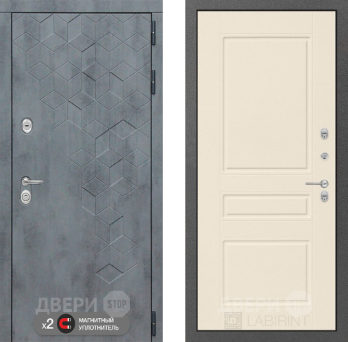 Входная металлическая Дверь Лабиринт (LABIRINT) Бетон 03 Крем софт в Пущино