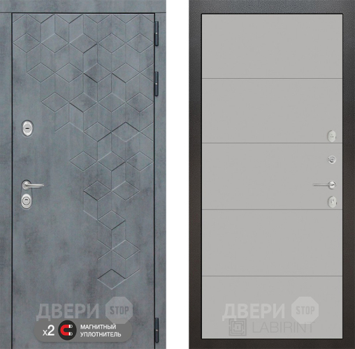 Входная металлическая Дверь Лабиринт (LABIRINT) Бетон 13 Грей софт в Пущино