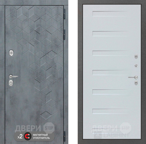 Входная металлическая Дверь Лабиринт (LABIRINT) Бетон 14 Дуб кантри белый горизонтальный в Пущино