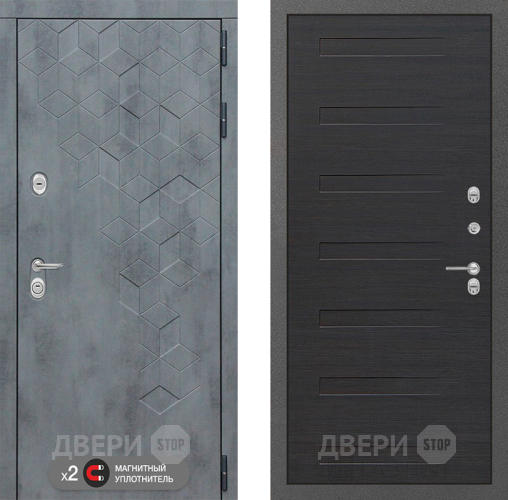 Входная металлическая Дверь Лабиринт (LABIRINT) Бетон 14 Эковенге поперечный в Пущино