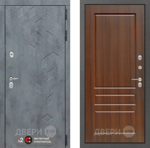 Входная металлическая Дверь Лабиринт (LABIRINT) Бетон 03 Орех бренди в Пущино