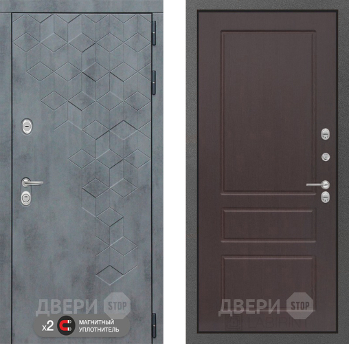 Входная металлическая Дверь Лабиринт (LABIRINT) Бетон 03 Орех премиум в Пущино
