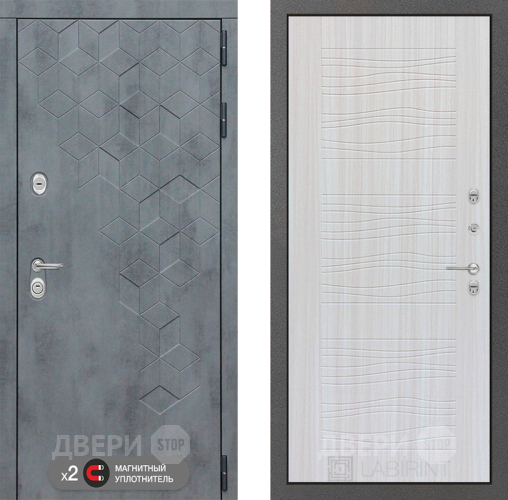 Входная металлическая Дверь Лабиринт (LABIRINT) Бетон 06 Сандал белый в Пущино