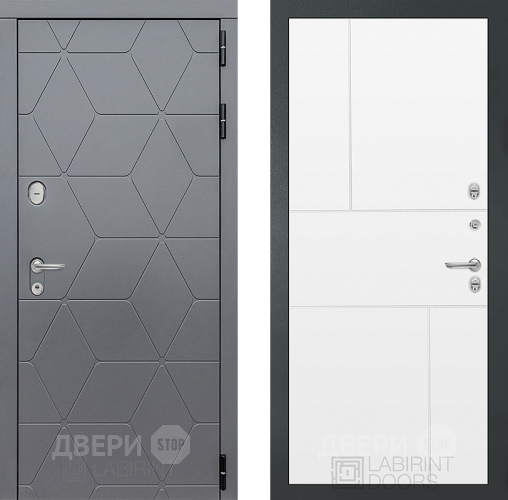 Входная металлическая Дверь Лабиринт (LABIRINT) Cosmo 21 Белый софт в Пущино