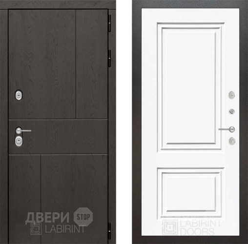 Входная металлическая Дверь Лабиринт (LABIRINT) Urban 26 Белый (RAL-9003) в Пущино