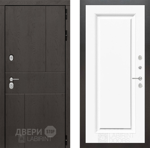 Входная металлическая Дверь Лабиринт (LABIRINT) Urban 27 Белый (RAL-9003) в Пущино
