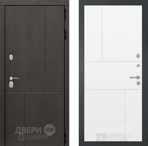 Входная металлическая Дверь Лабиринт (LABIRINT) Urban 21 Белый софт в Пущино
