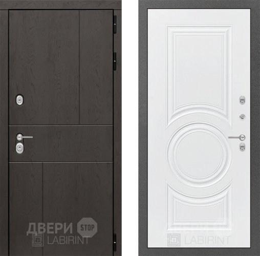 Входная металлическая Дверь Лабиринт (LABIRINT) Urban 23 Белый софт в Пущино